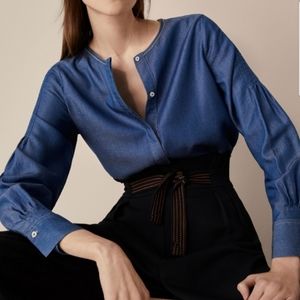MASSIMO DUTTI Denim Shirt w/ Topstiching &…